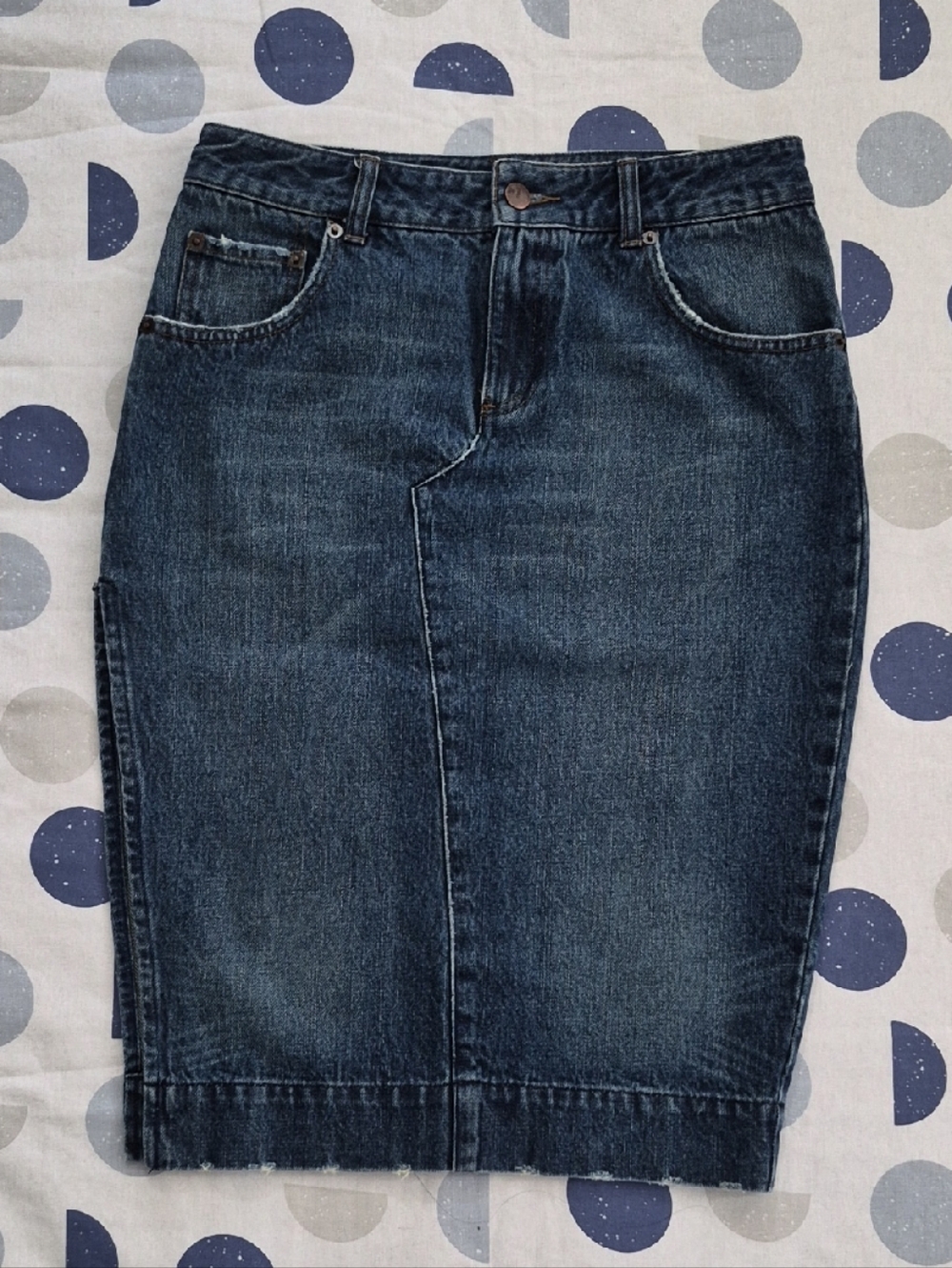 Moda International Vintage Dark Blue Denim Pencil Skirt Size 6